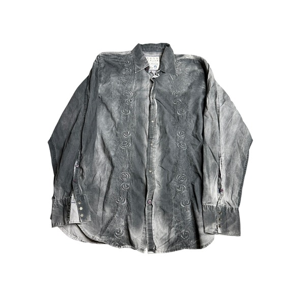 GUESS Premium Limited Edition Gray Embroidered Long Sleeve Button Up Shirt XL - Picture 1 of 11